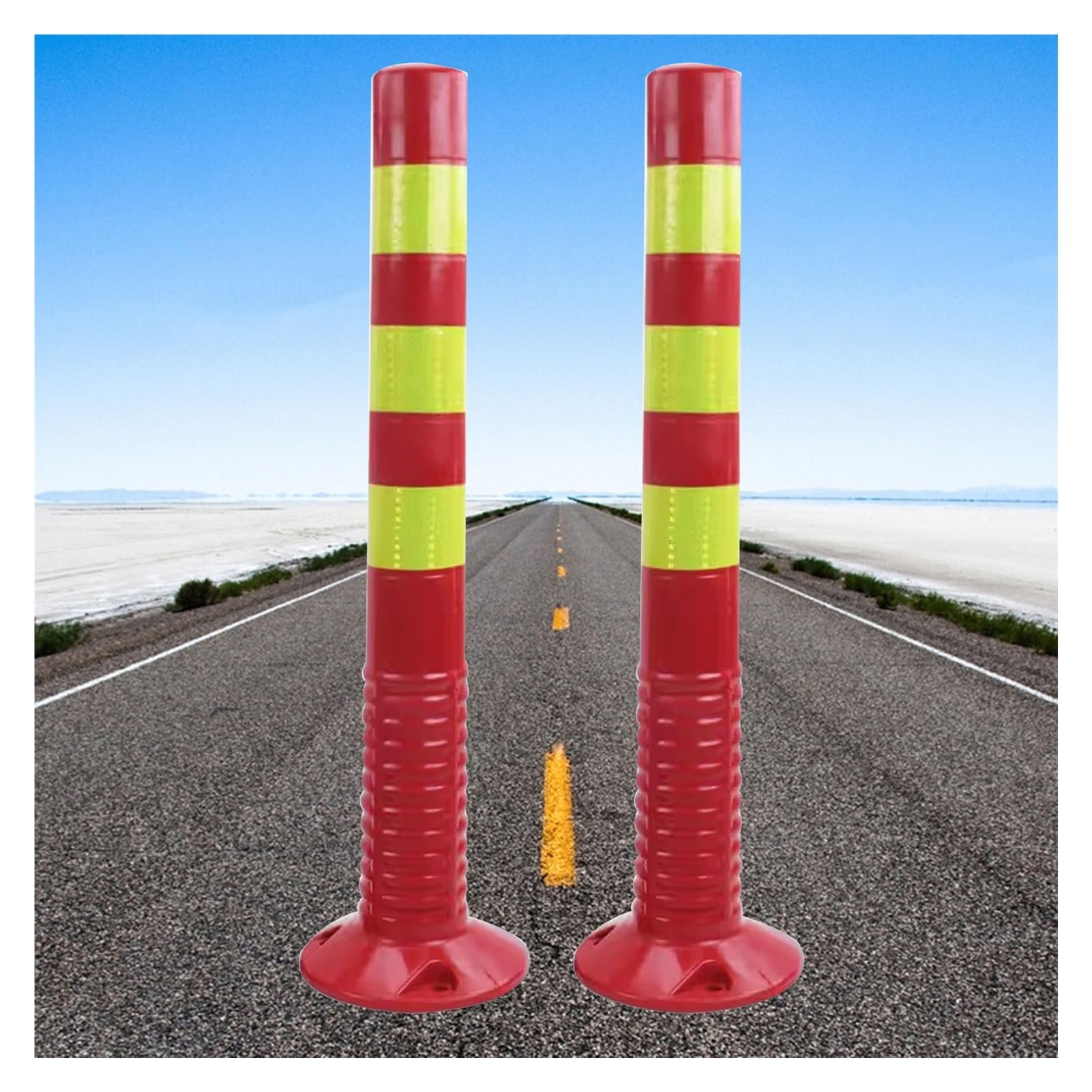 Generisch Gut sichtbarer, reflektierender Verkehrssicherheitspoiler – 77 cm (30,3 Zoll) Flexibler Parkplatzbegrenzer für Einfahrten, Straßen und Schnellstraßen – zum Ansc