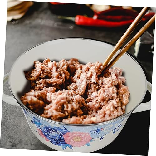 Miniatura 5 de STOBAZA Cazuela de leche vintage con mango de tapa para ensalada, cubierta de microondas para el hogar, vajilla pastel de cerámica, fruta, estilo