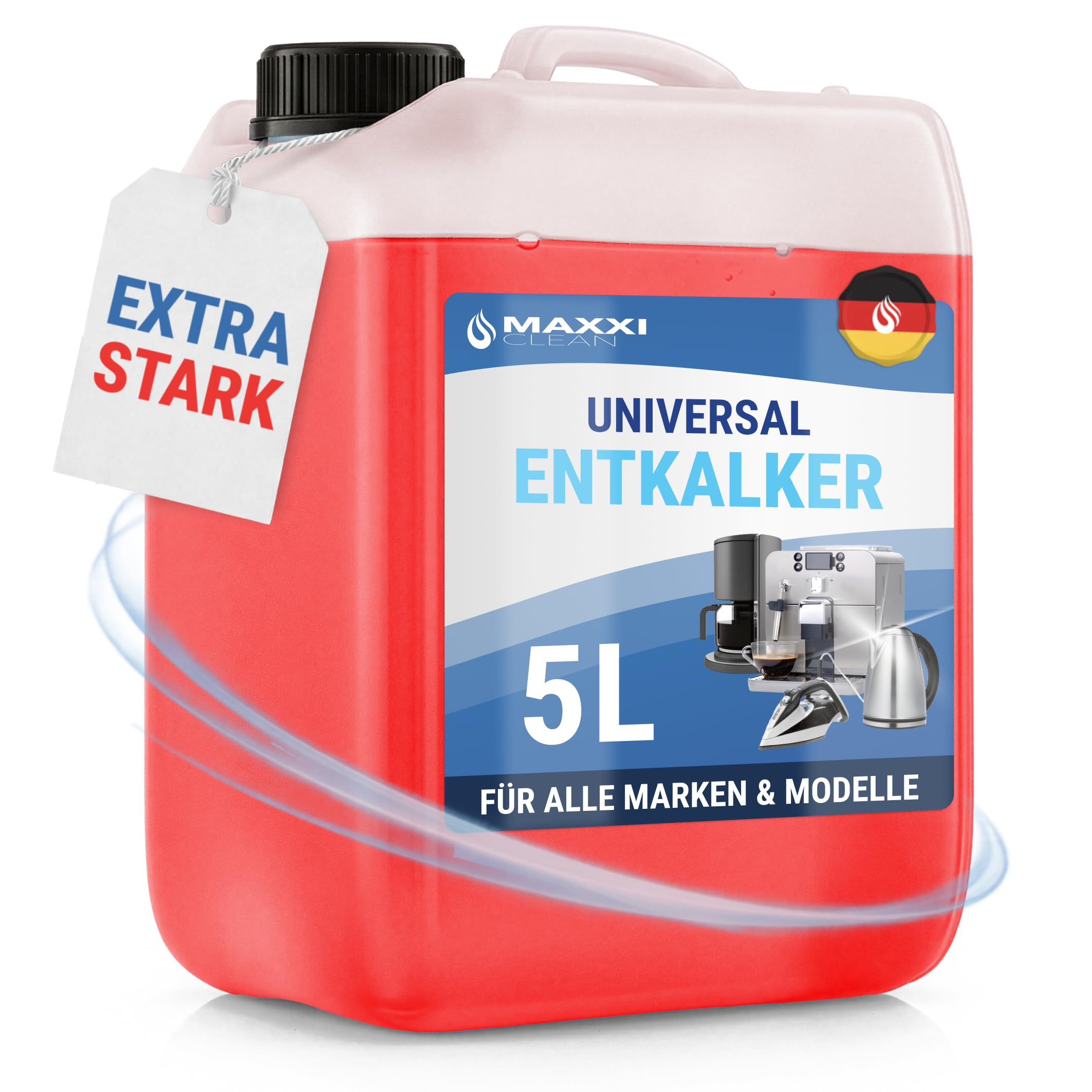 Descalcificador concentrado universal, bidón de 5 litros para cafeteras automáticas y cafeteras I Concentrado con indicador de color I Uso universal para todas las marcas Compact by Design (certificación desarrollada por Amazon)