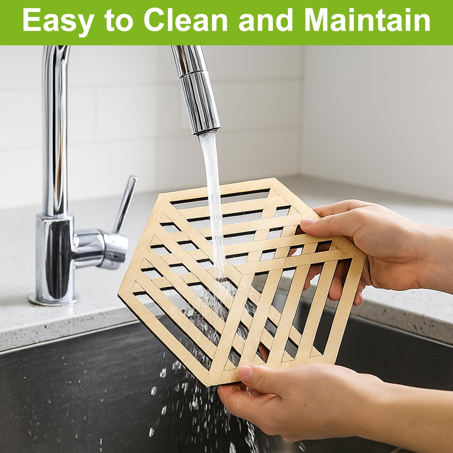 3 Pack Wood Trivets for Hot Dishes Wooden Kitchen Decor Countertops