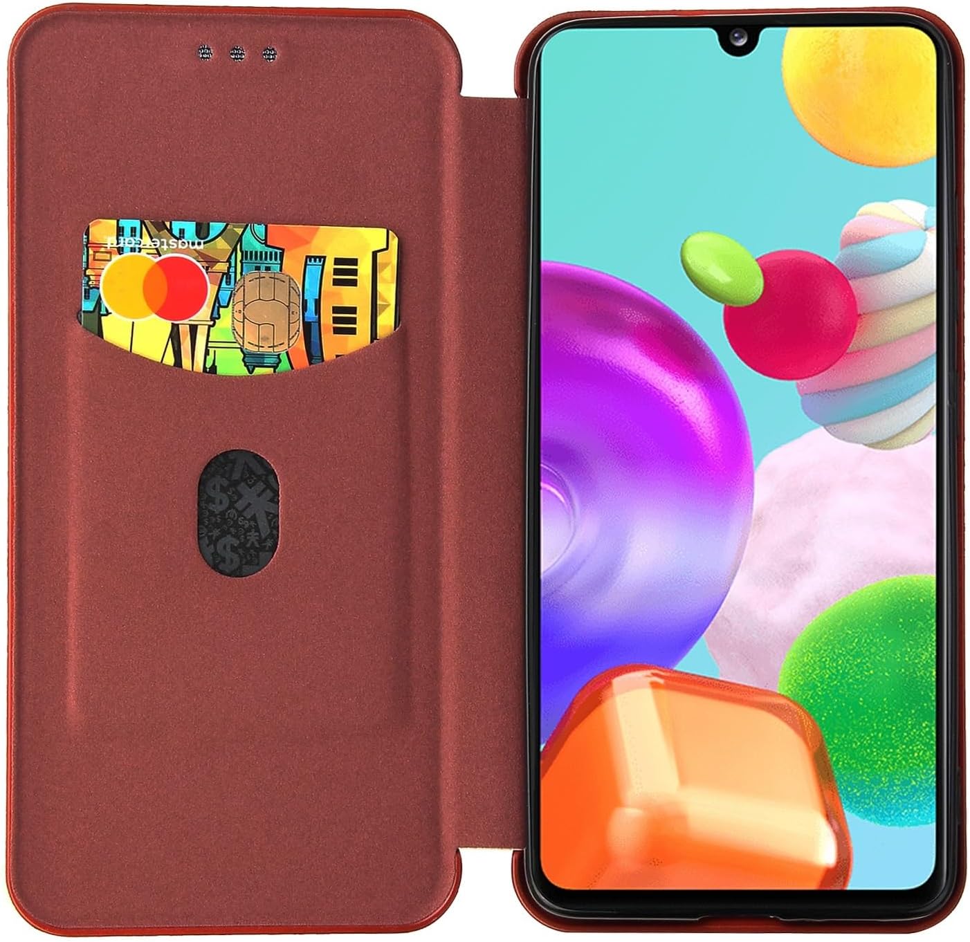 Protective Case Compatible with Samsung Galaxy A41(JP Version), Slim Fit, Carbon Fiber Look, Shock Absorbing, Soft Anti-Scratch Microfiber Lining Cover Protection Shockproof Cover （ Brown）