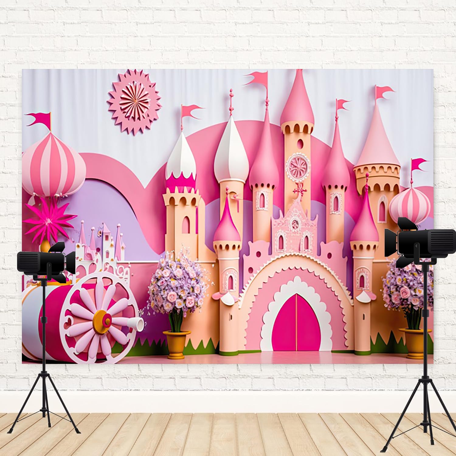 6x4FT Vintage Books Backdrop - Castle Princess Theme Party Background For Birthdays Baby Showers