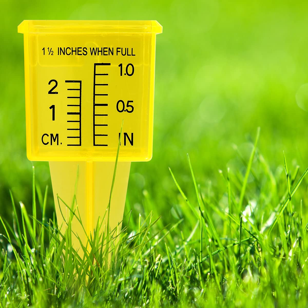 10/20 unidades de medidor de lluvia transparente, medidor de agua reutilizable para jardín, medidor de aspersor, medidor de lluvia de césped amarillo brillante, herramienta de medición de agua al aire