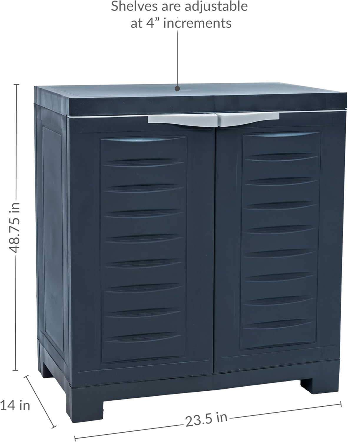 Sunnydaze 25.5" H Resin Garage Storage Cabinet - Garage Cabinet with Adjustable Shelf - Freestanding Utility Storage for Laundry Room, Office, Basement - Charcoal