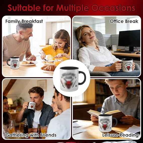 Stranger Coffe Mugs, 11OZ Coffee Cup Double Side Printed Ceramic Mug with Logo & Black Handle Novelty Cute Cup Travel Mugs for Teenagers, TV Drama Fans