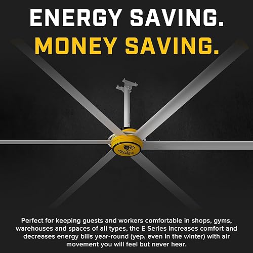 Miniatura 5 de Big Ass Fans E Series 10 ft Industrial 6 Blade Ceiling Fan Gearless Direct Drive Motor, High Volume Low Speed, Wired Wall Controller, 110-125V/1ph -