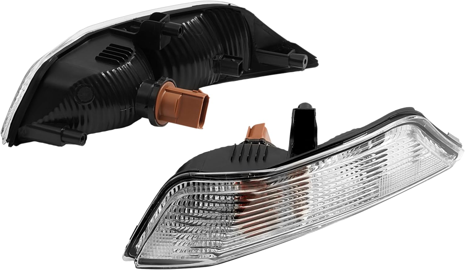 HECASA Front Turn Signal/Corner Light Compatible with 2015 2016 2017 Ford Mustang EcoBoost Premium Shelby V6 GT 50 Years Limited Edition, Pair w/Bulb Clear Lens Replacement for FO2521191 FO2520191