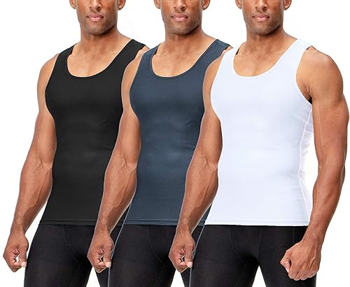 DEVOPS 3 Pack Men's Muscle Dry Fit Compression Tank Top