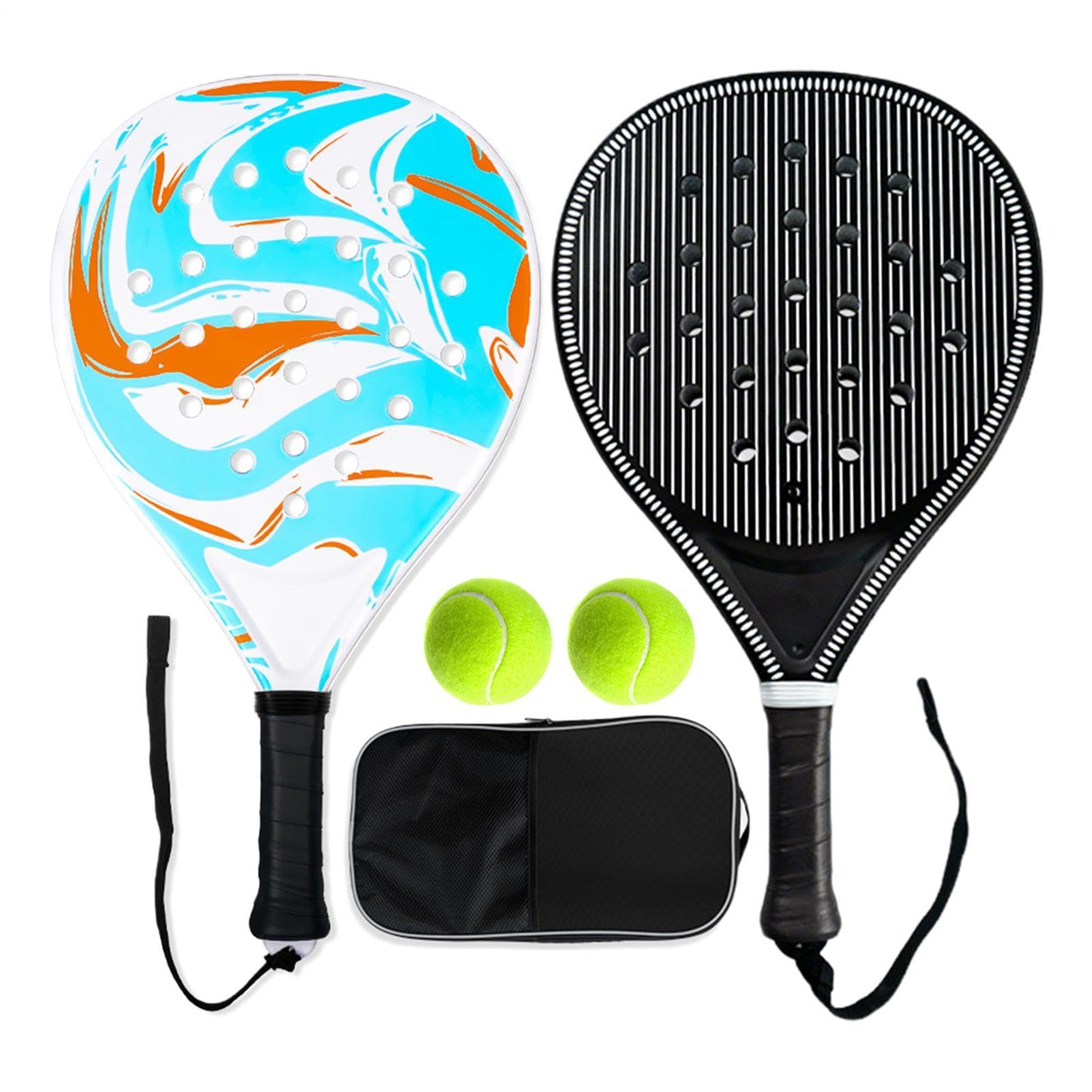 Paletas de Pickleball de fibra de carbono, ligeras, antideslizantes, portab | Juego de raquetas de tenis para mujeres, hombres, adultos, juegos deportivos, playa, parque, jardín, escuela, al aire libre
