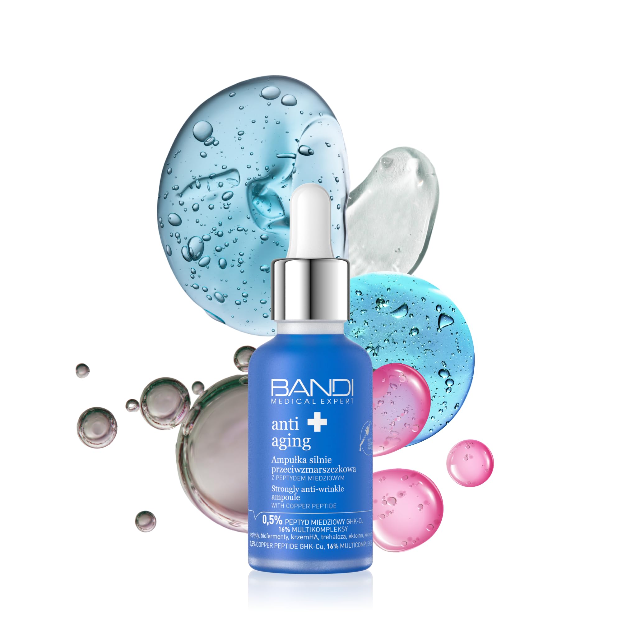 Bandi Copper Peptide Ampoule Anti-wrinkle Serum for Enhanced Skin Density and Firmness with Peptides and Bioferments Moisturising Complexion Renewal Formula