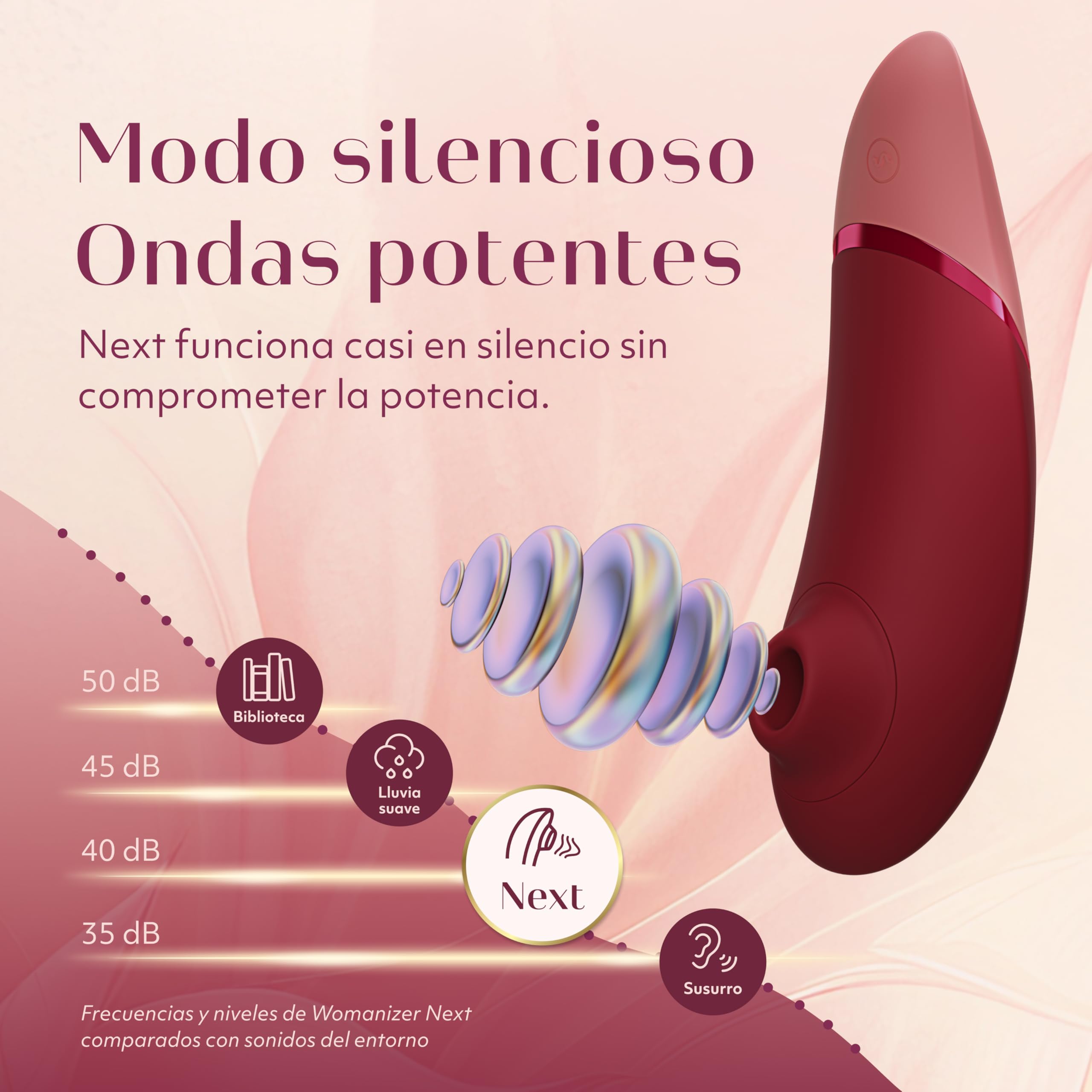 Womanizer Next Succionador de clítoris femenino | Estimulador Vibrador mujer | Juguetes eróticos para pareja sexuales con 14 niveles de Intensidad | Resistente al Agua | Recargable | Bordeaux