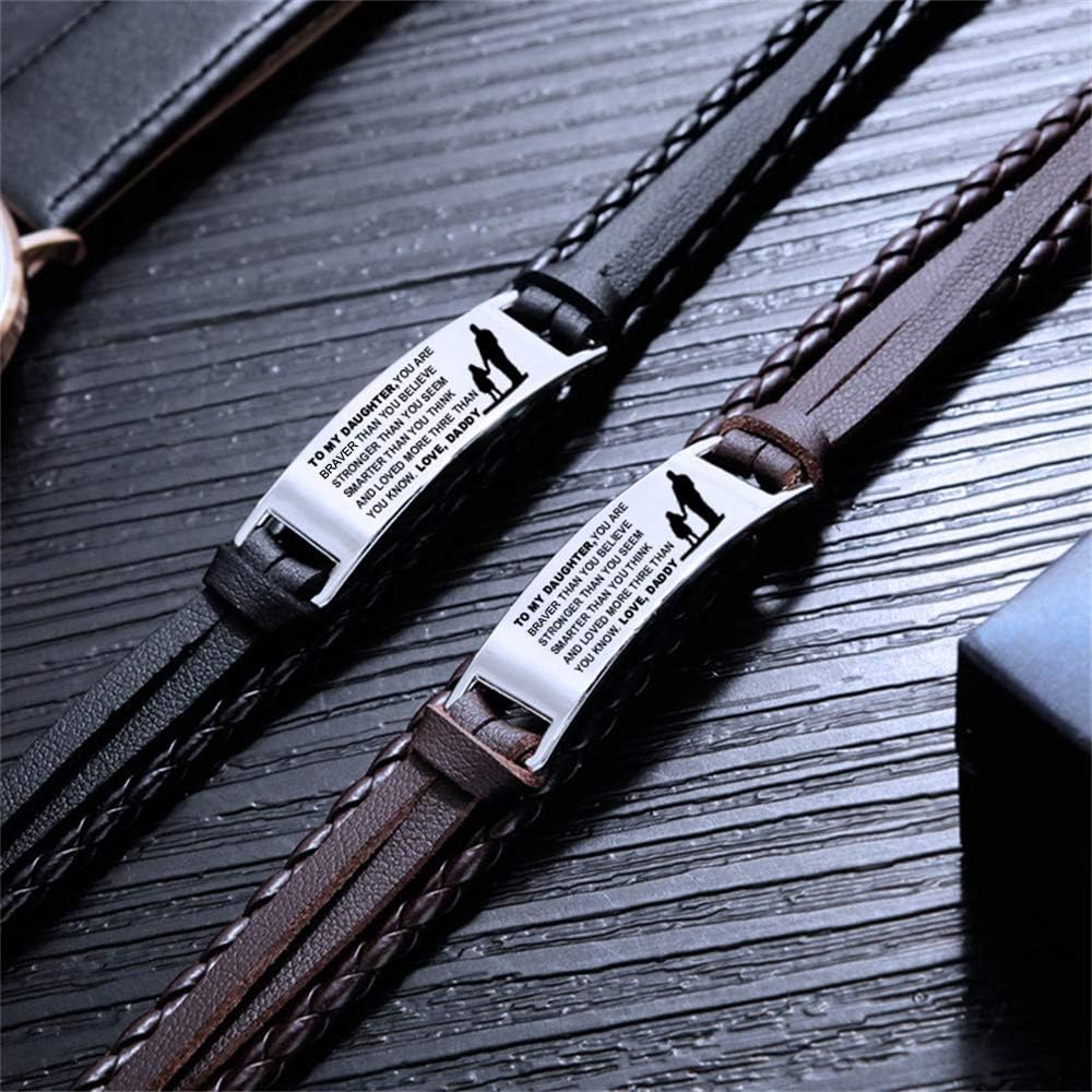 To My Daughter Bracelets, Stainless Steel Wristband, Daughter Bracelet From Daddy, Daughter Gift (Brown) - Image 3
