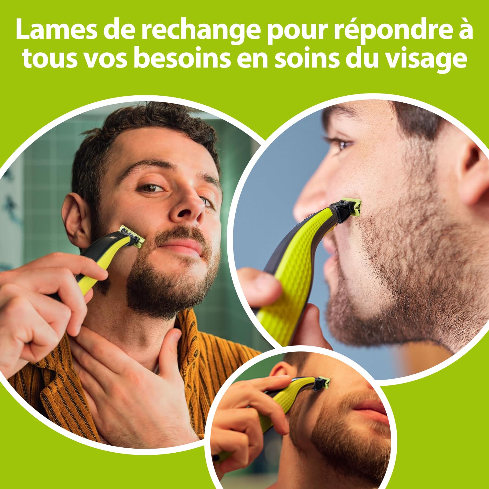 Lames de rechange pour Philips OneBlade | Lot de 3-360 lames OneBlade de rechange, pour la taille de la barbe et du corps. Lames en acier inoxydable de haute qualité, sûres et durables