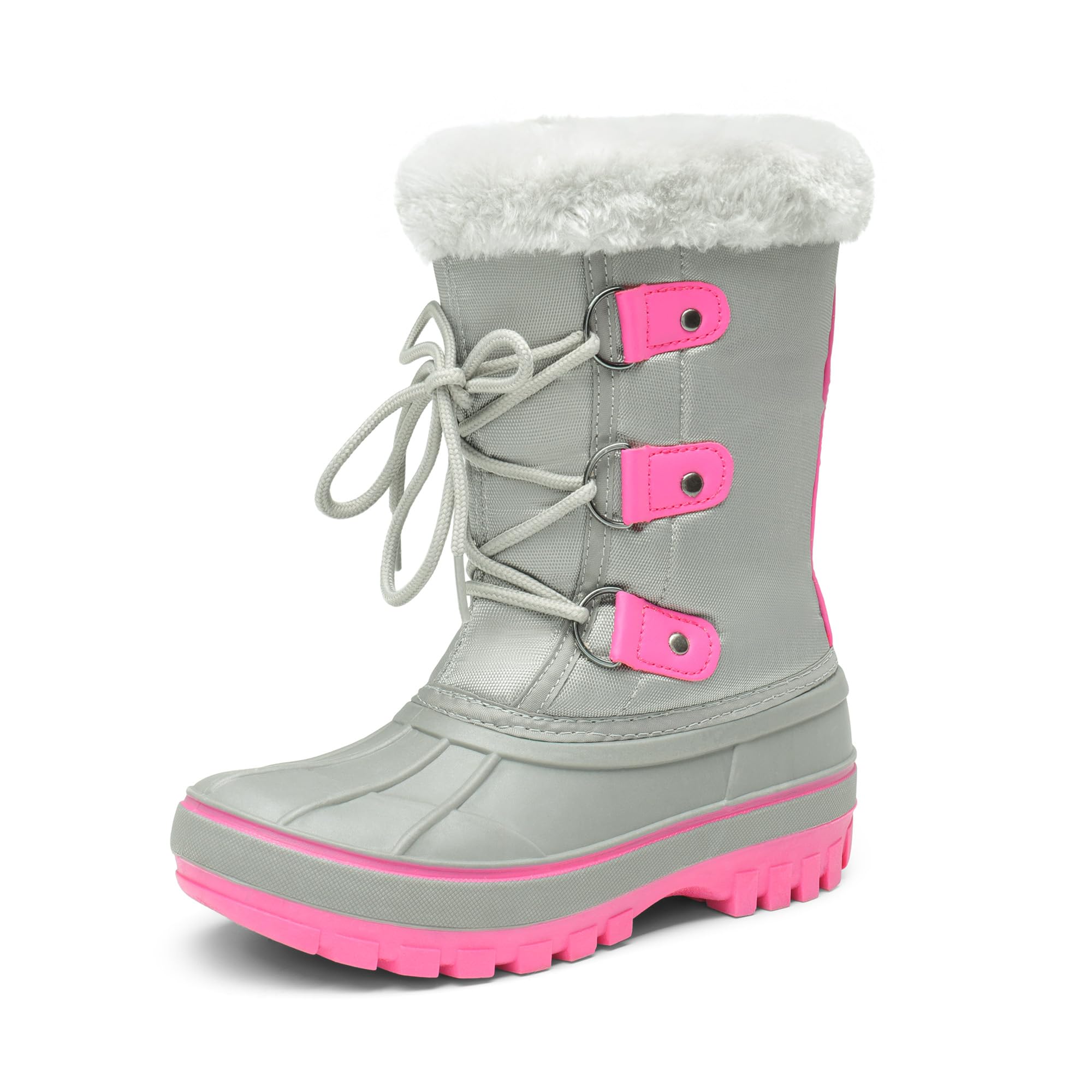 DREAM PAIRS Kids Botas de Nieve Invierno Ninos con Forro Calido Zapatos de Senderismo con Cordones Impermeables Acolchados Pesados Forester-E