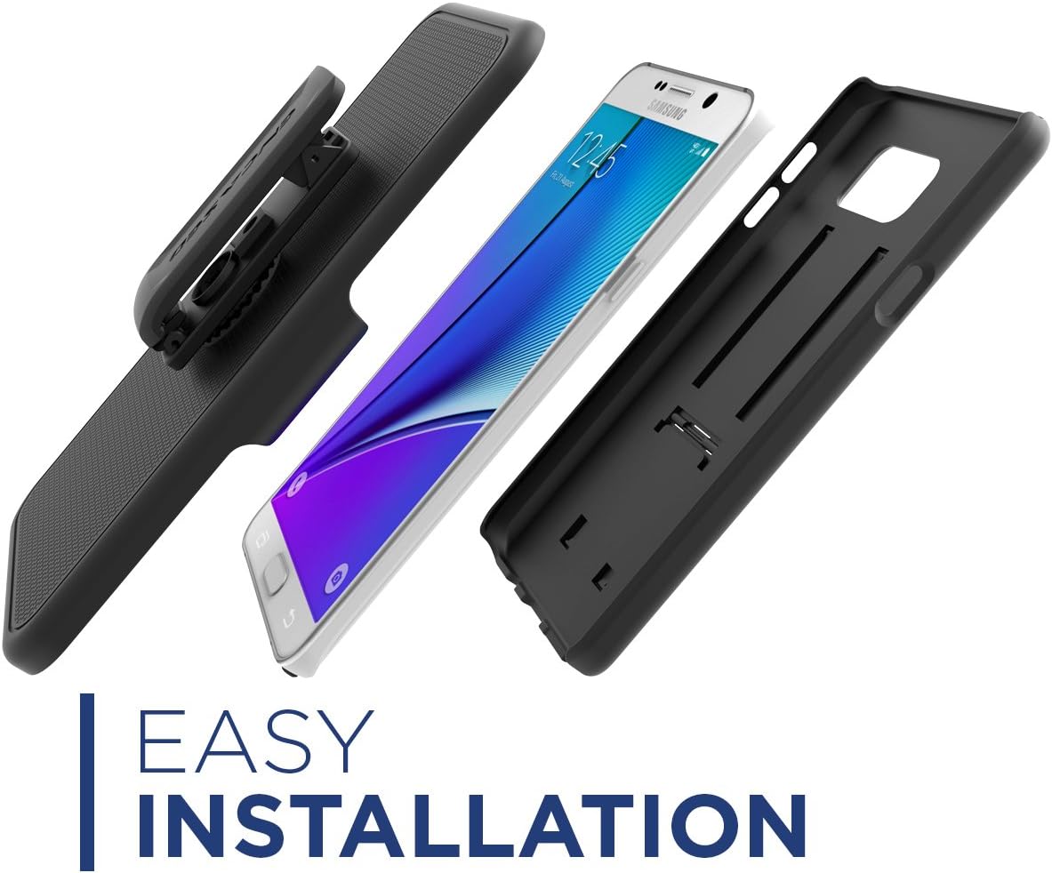 Encased Case with Belt Clip for Samsung Galaxy Note 5 Combo Case w/ClikLock Holster - Black (Samsung Galaxy Note 5)