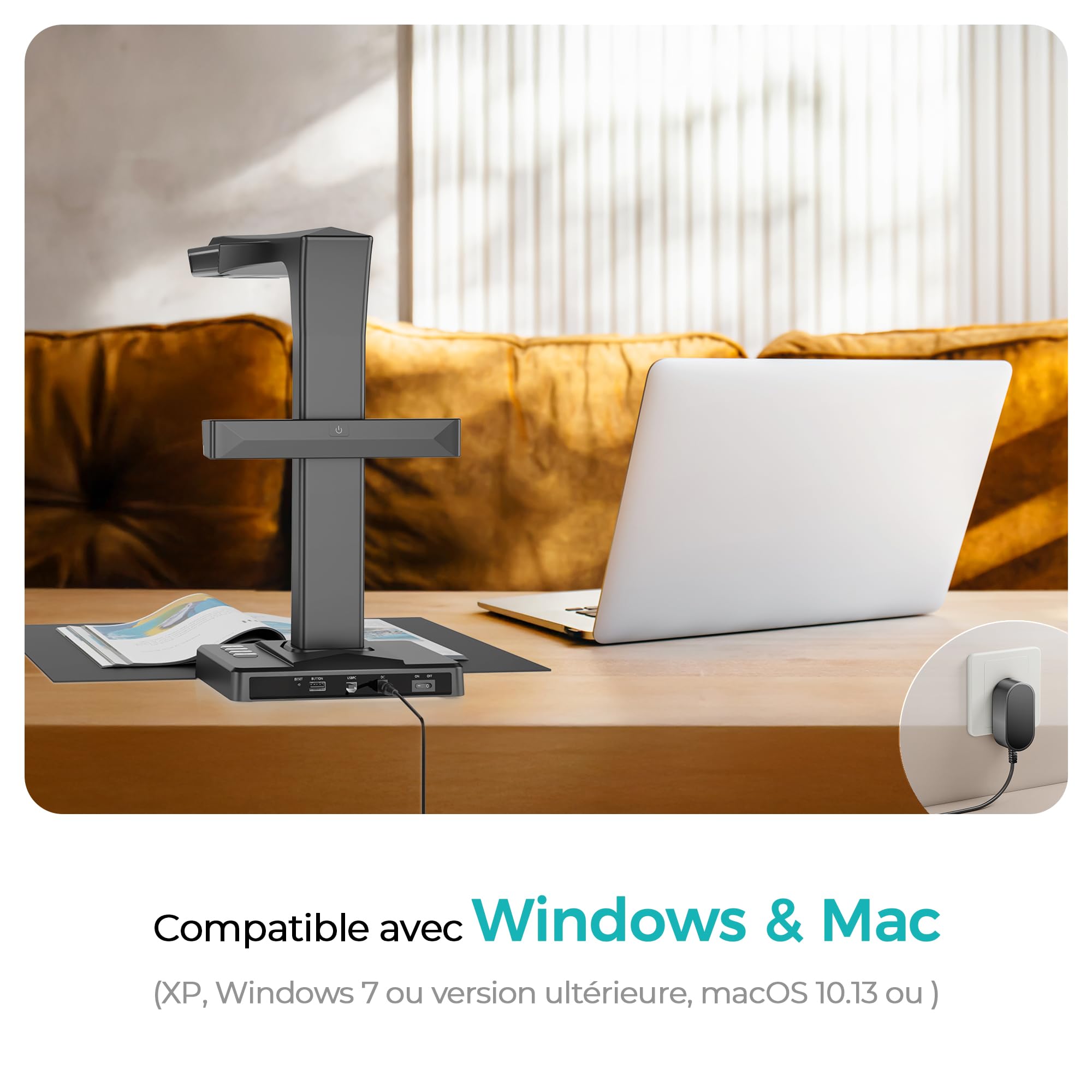 CZUR ET16 Plus Scanner de Documents A3, 16 MP, OCR Multilingue, macOS & Windows, PDF Éditable