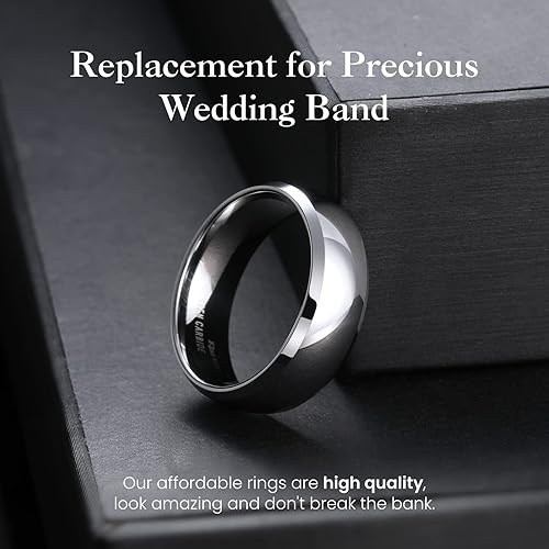 Miniatura 2 de King Will Anillo de carburo de tungsteno para hombre y mujer, 1.5mm, 2mm, 4mm, 6mm, 8mm, chapado en oro de 24k, chapado en oro rosa, acabado pulido,