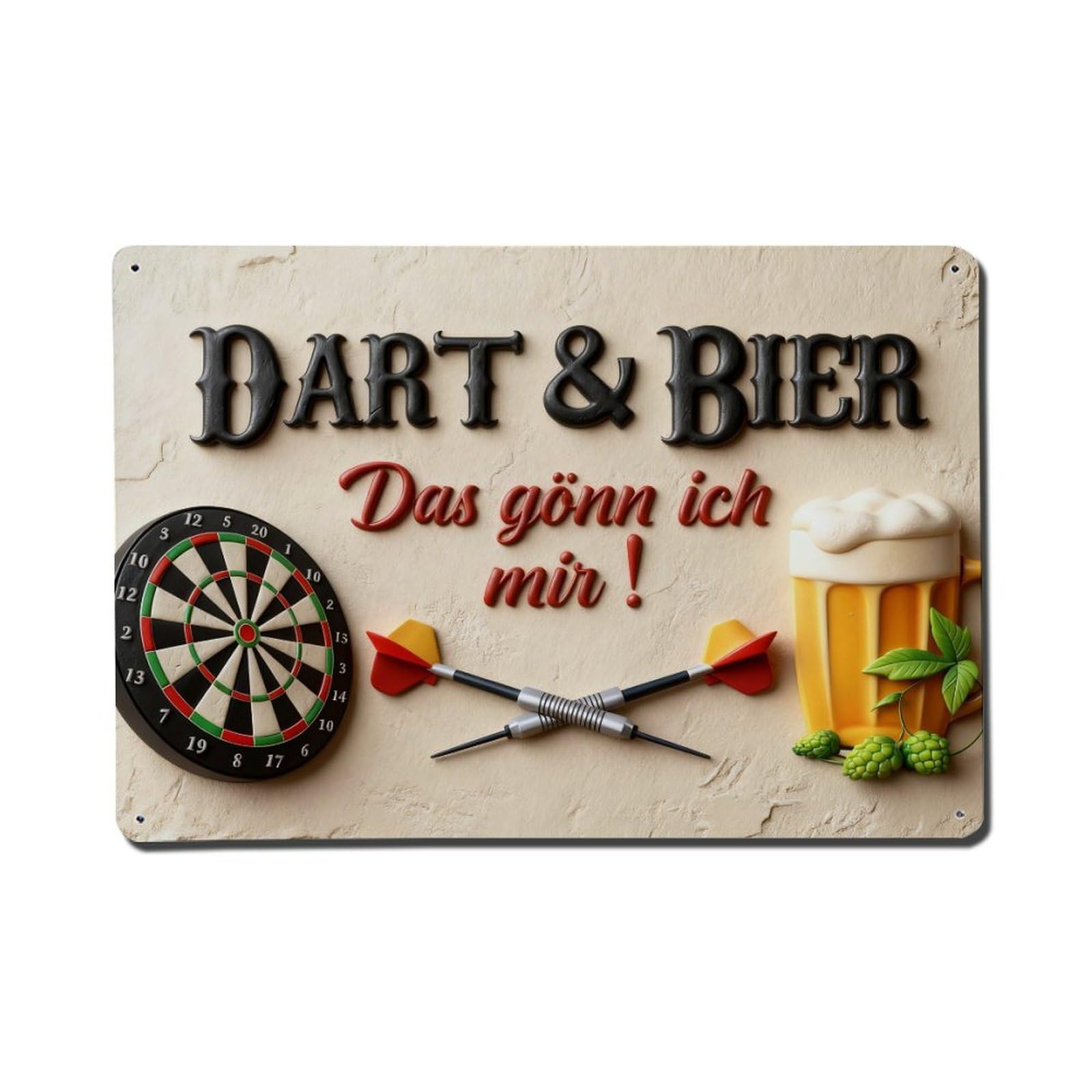 Dart Board Darts Beer Mug Metal Tin Sign Plaque