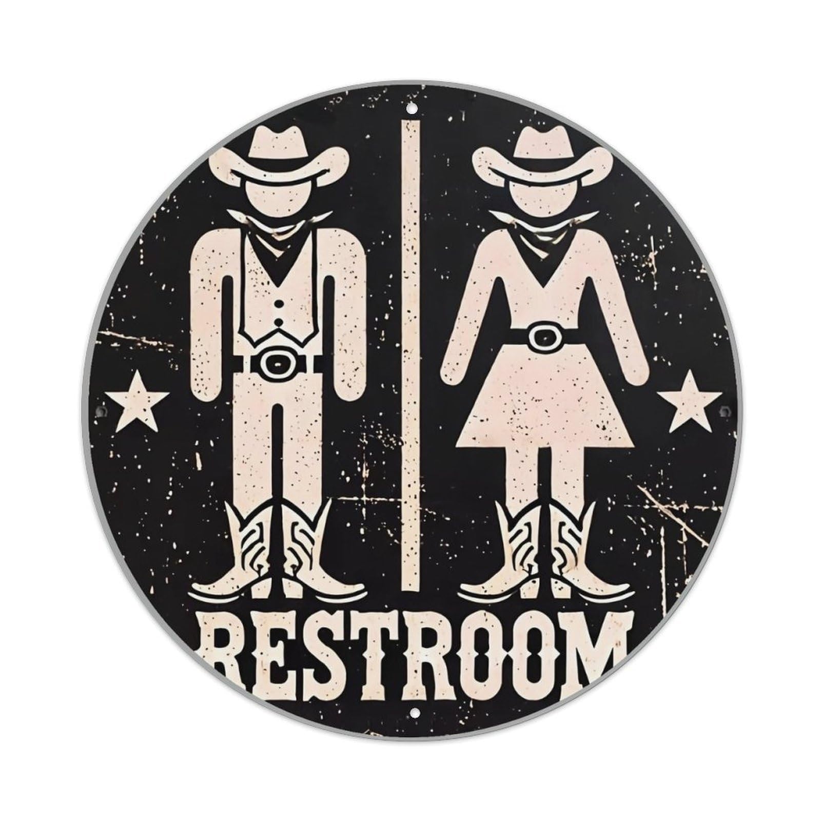 Western Cowboy And Cowgirl Restroom Sign Tin Sign Metal Poster Vintage Metal Signs for Home Man Cave Bar Cafe Kitchen laundry room Wall Decorations Gift 8x8Inch