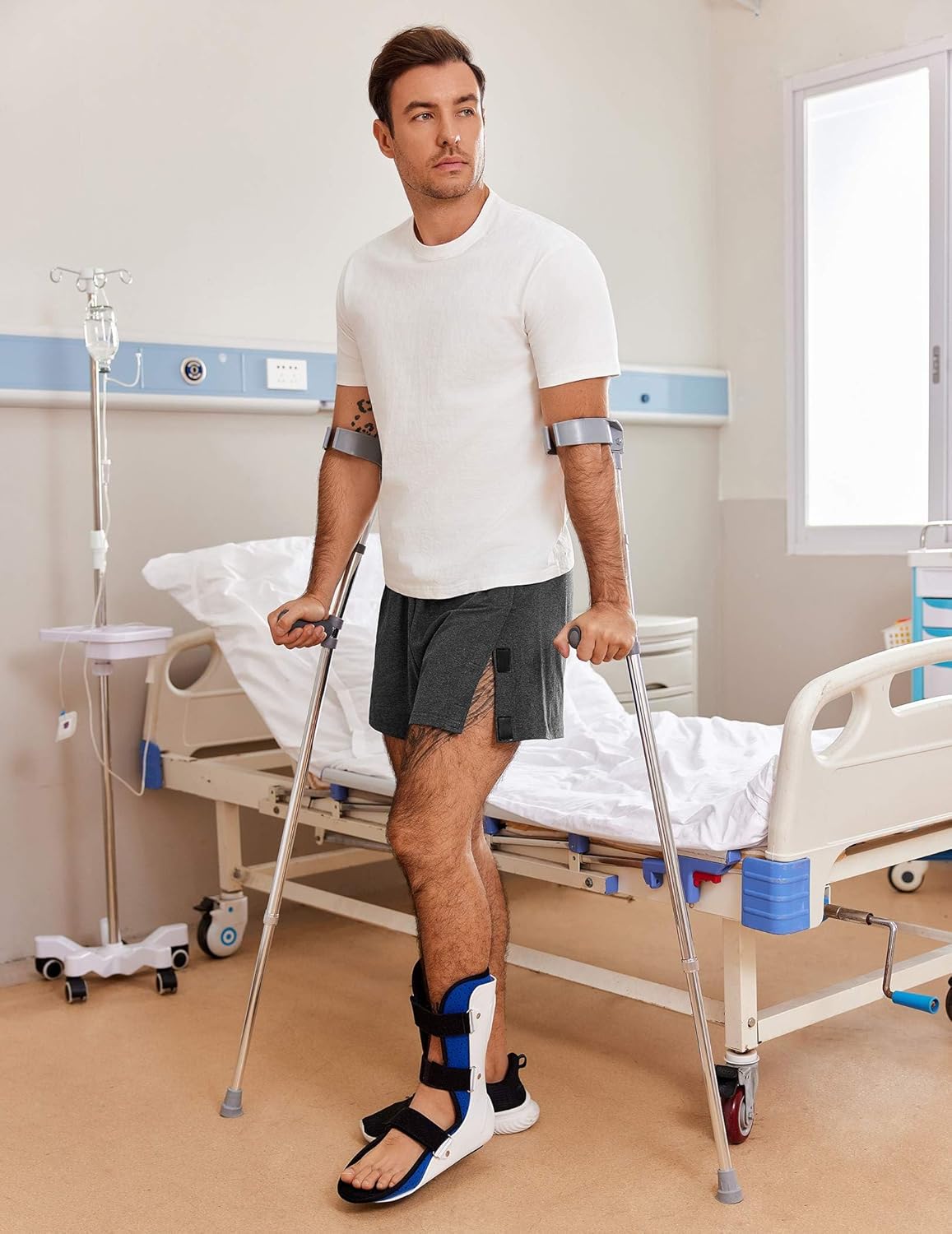 Deyeek Unisex Tear Away Shorts 3-inch Knee Hip Replacement Kit After Surgery Post Surgery Cotton Shorts Without Pocket - Image 2