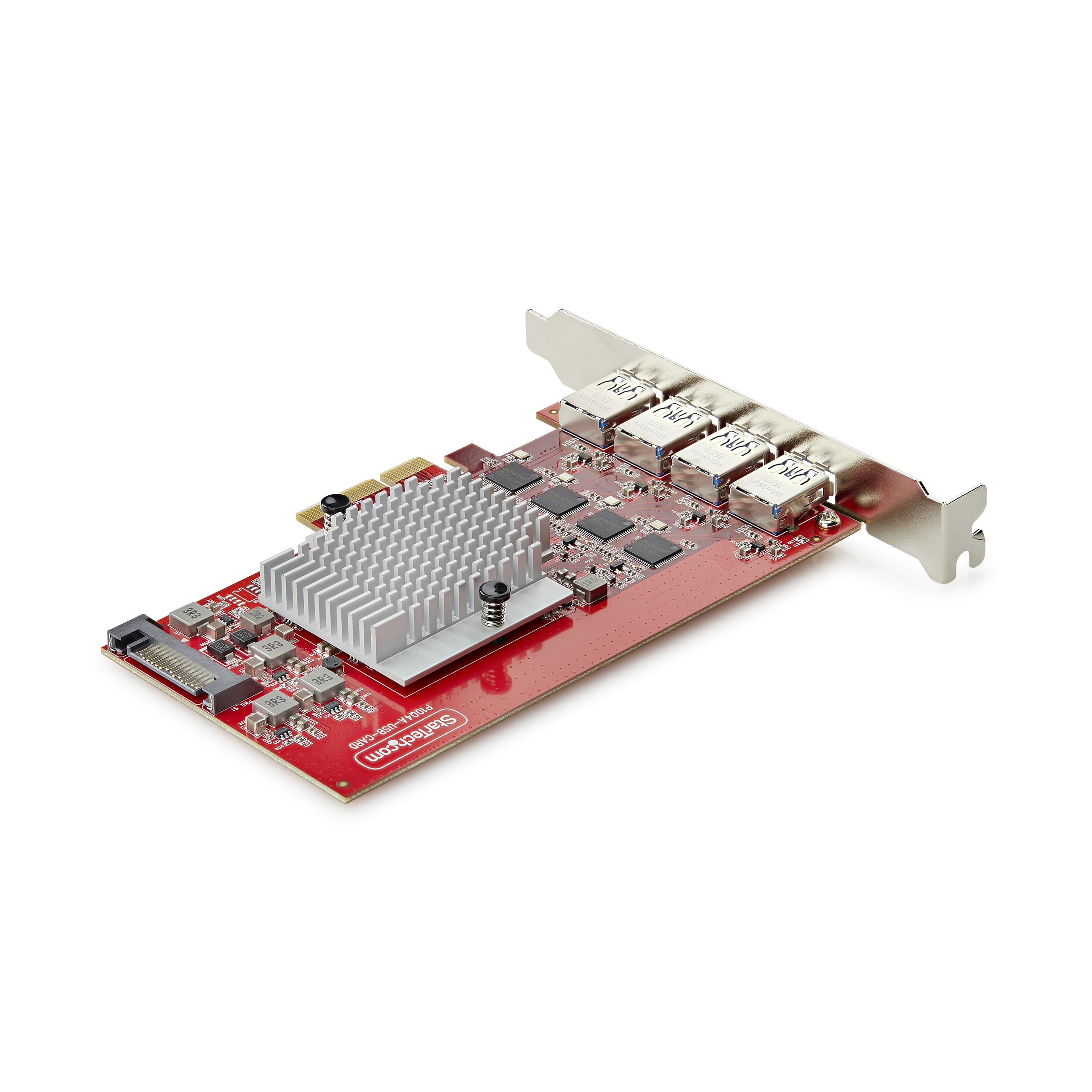 StarTech Carte PCIe USB-A 4 Ports 10Gbps, 4 Contrôleurs (P10Q4A-USB-CARD) | USB 3.2 Gen 2, Carte d'extension PCI Express 3.0, Alimentation SATA, Contrôleurs indépendants