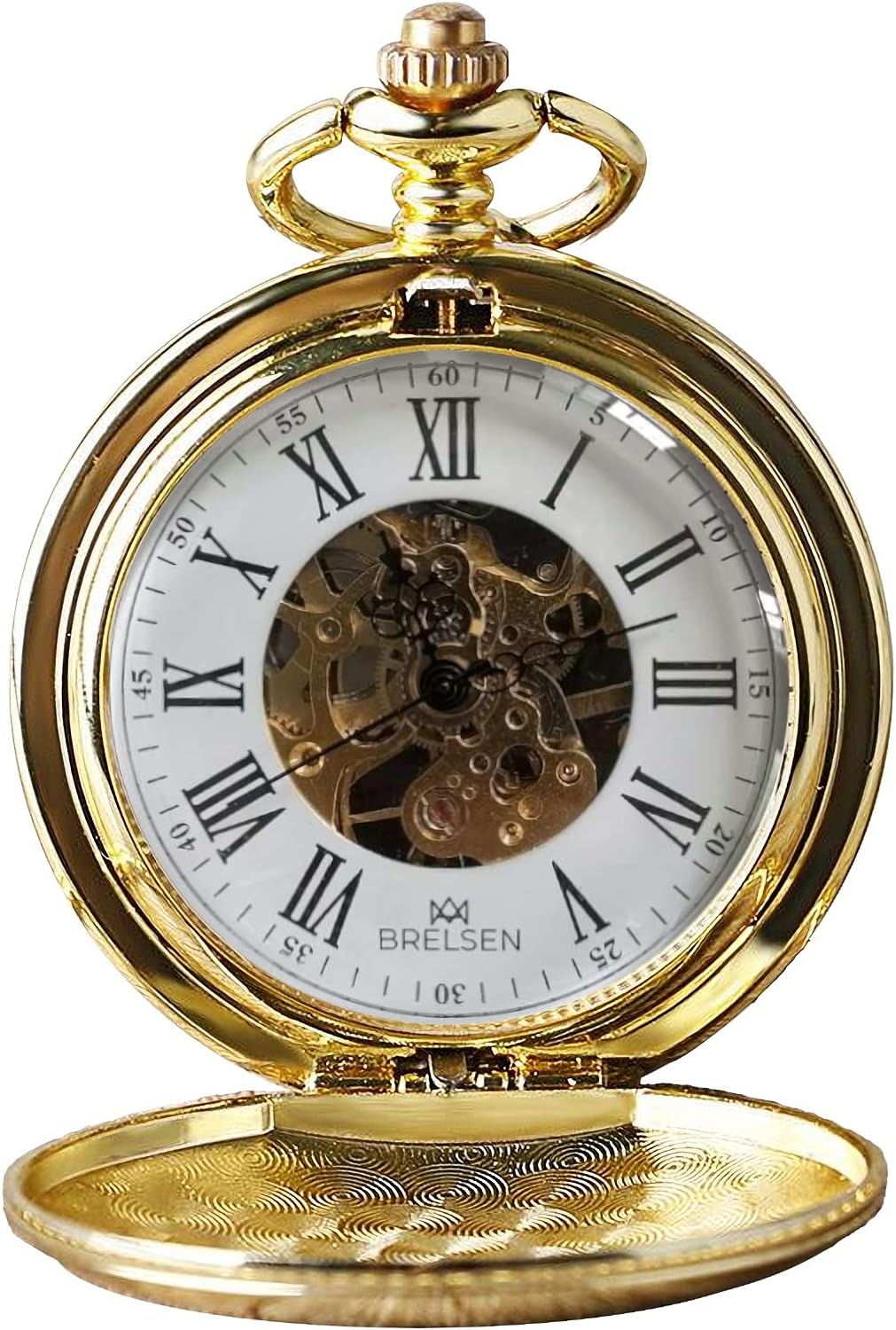 Brelsen Royal Gold Double Hunter Mechanical Pocket Watch, Retro, Vintage, Retirement, Anniversary, Groom, Groomsmen, Wedding Pocket Watch