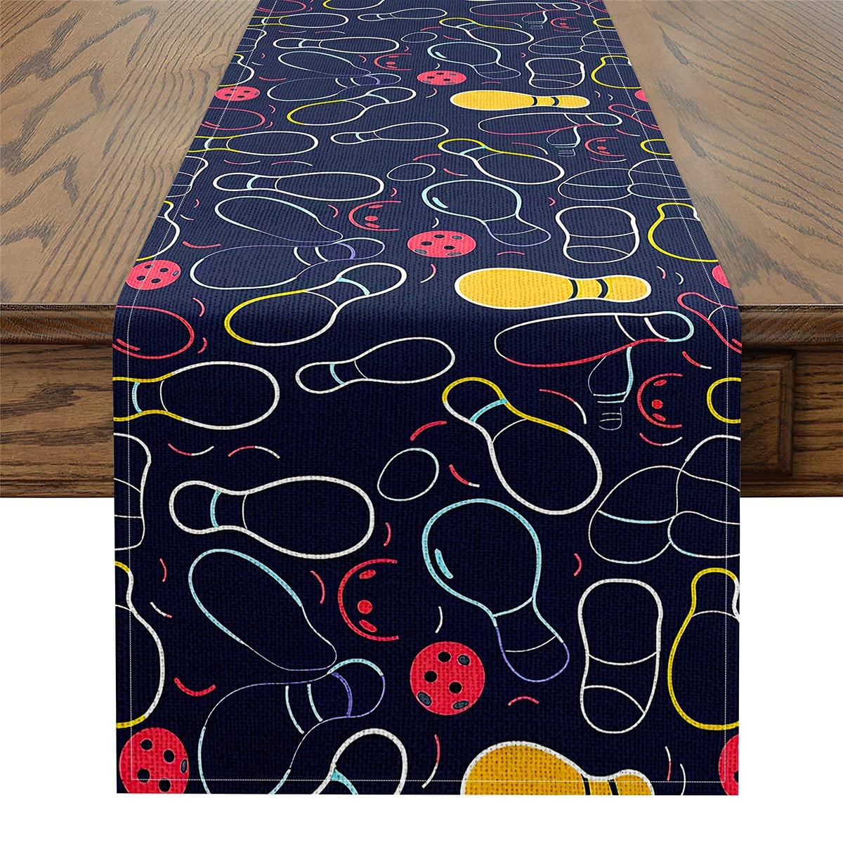 Feelyou 3D Bowling Ball Table Runner Sports Game Home Decor for Living Room 13" x 72" Bowling Kitchen Dining Table Decoration for Home Party Bedroom