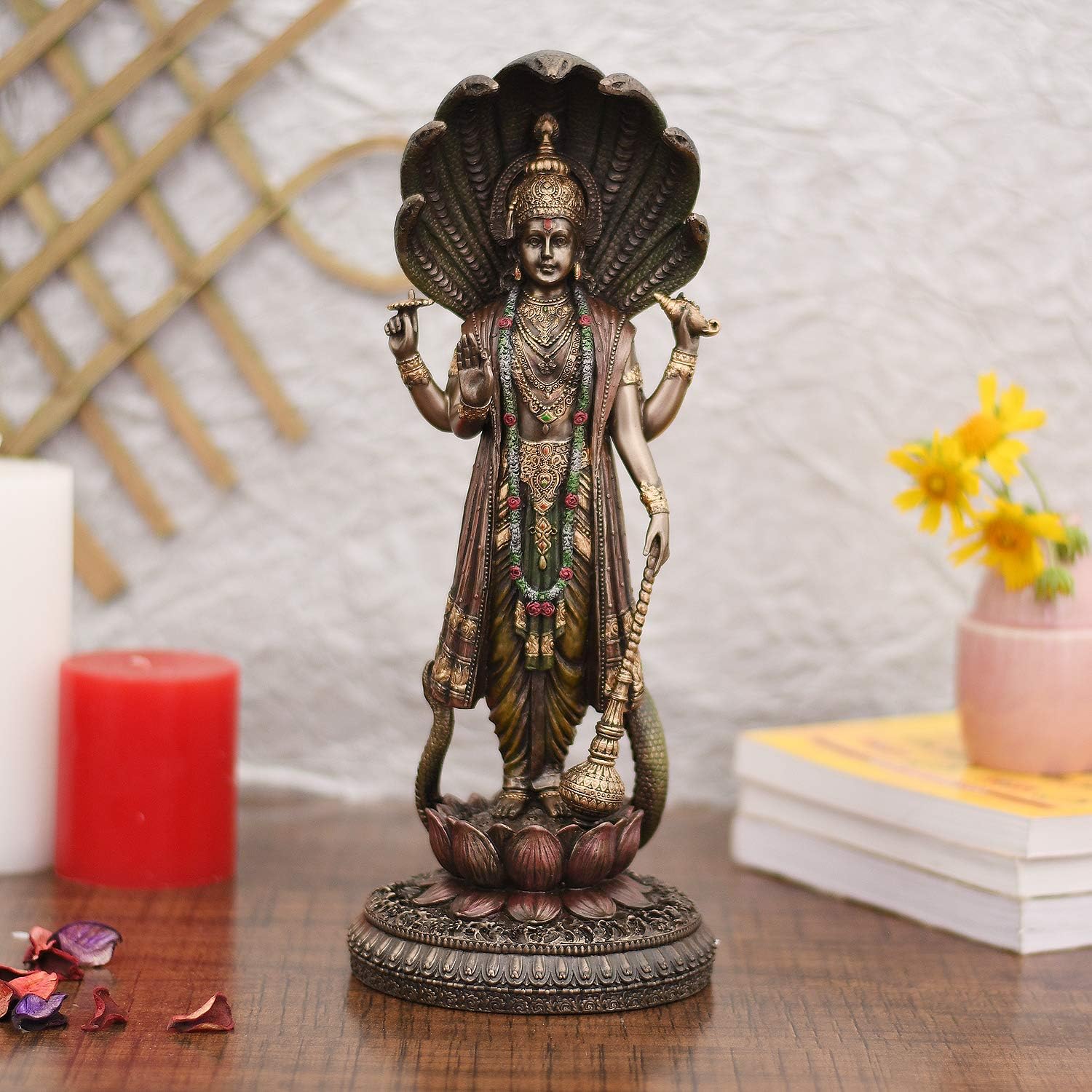 Collectible India Standing Vishnu Idol Statue for Home Pooja Room - Lord Vishnu God Venkateshwara Narayan Avatar Spiritual Showpiece Figurine for Temple Mandir Puja Room (Size 12.5 x 5 Inches)
