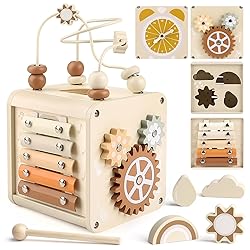Vanplay Montessori Toys for 1+ Year Old Girls Boy Gifts, Wooden Sensory Activity Cube for Babies 12-18 Months, Learning Educational Toys 1 2 3 Year Old First Birthday Gifts for Toddler 1-3