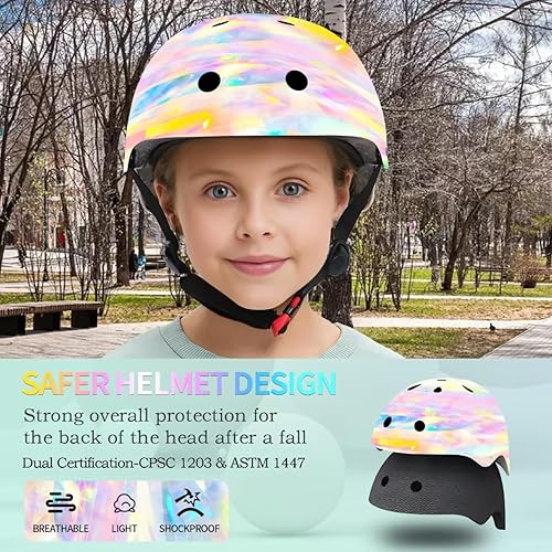 Vista 48 de Casco de bicicleta ajustable para niños pequeños con degradado de color para niños de 3-5-8-14 años + edades, casco de bicicleta para niños de 2 a 4