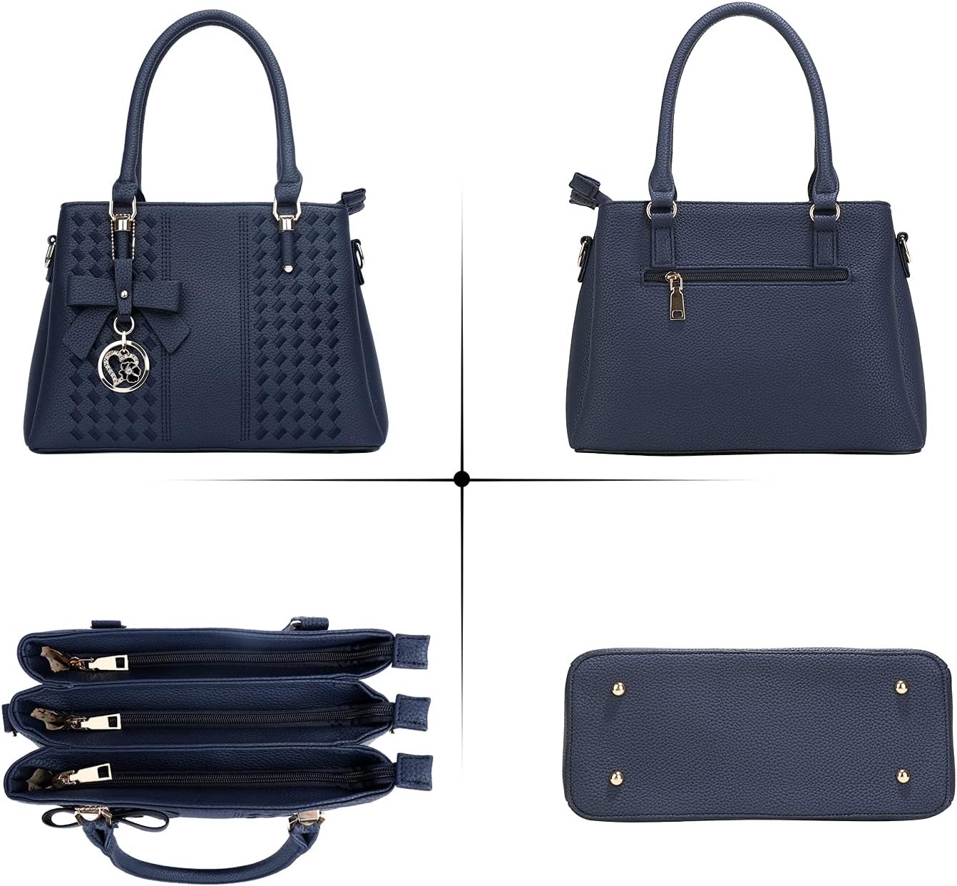 KKXIU Women Satchel Bags Handle Shoulder Handbags and Purses Pockets Zipper Leather Crossbody Bags - Image 4