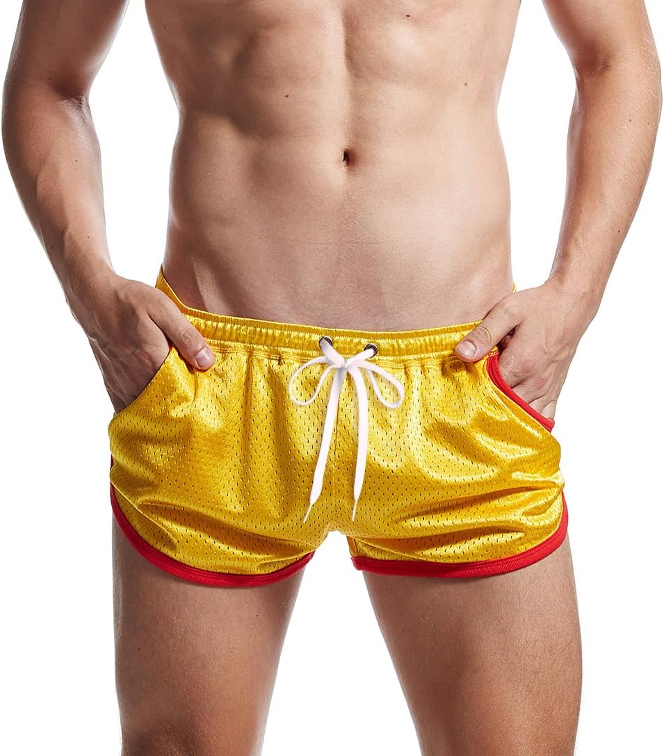 AIMPACT Mens Mesh Shorts Retro 3 Inch Sexy Side Split with Pockets Athletic Workout Running Booty Short Shorts