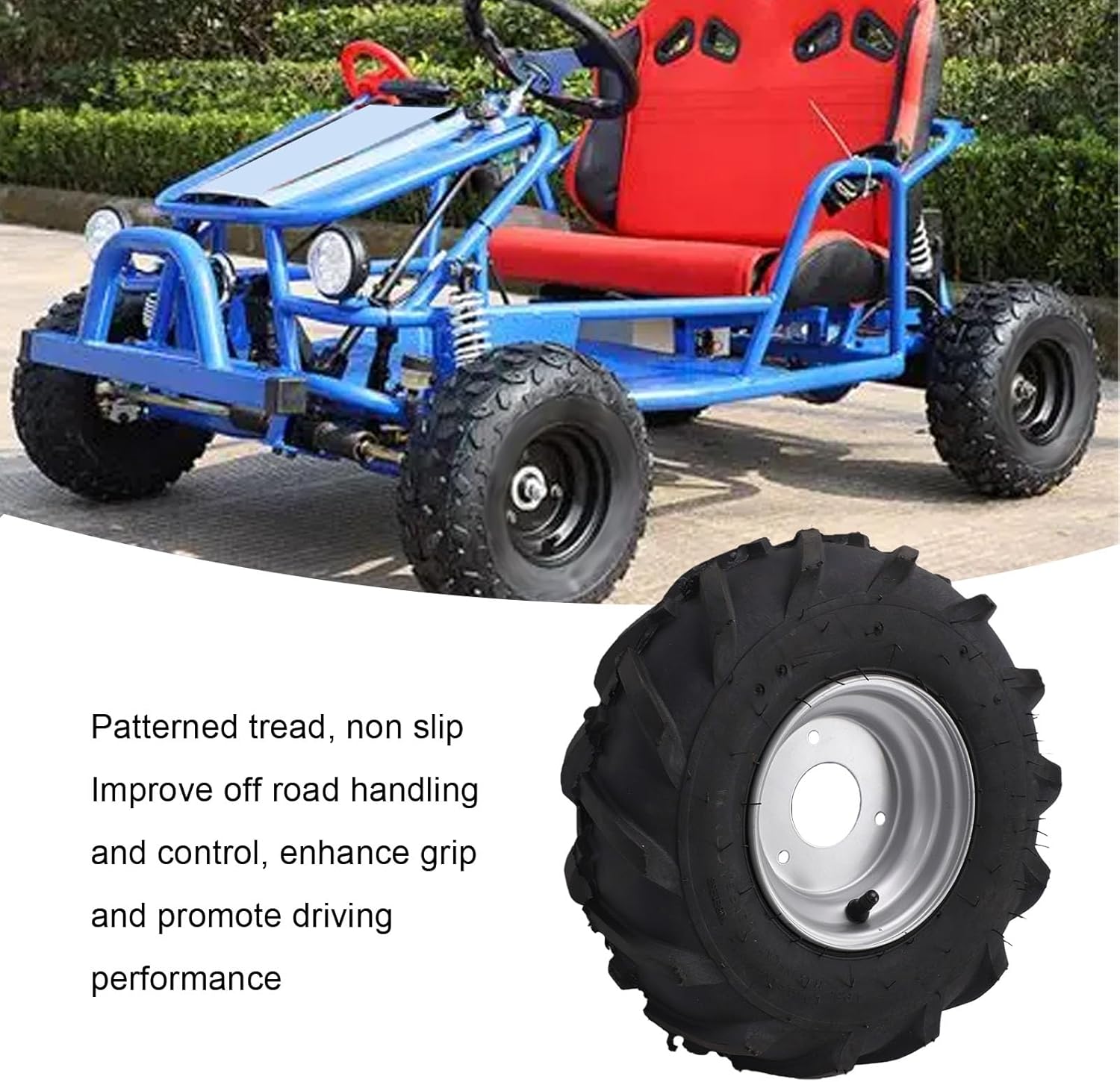 Durable 13x5.00-6 Tire, 13/5.00-6, 13x5- with Enhanced Traction, Puncture Proof Design for ATV, Quad, Go Kart, Cart