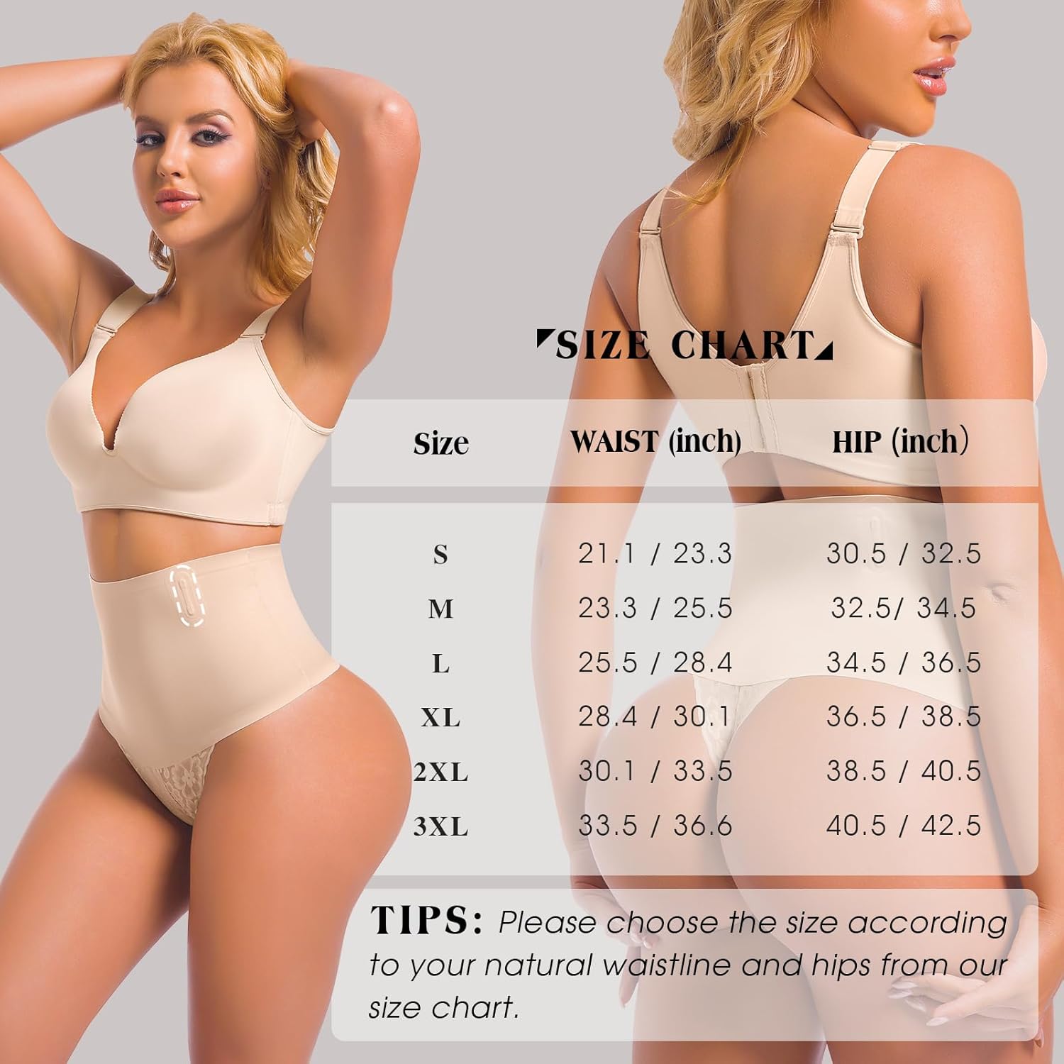 Niceuare Tummy Control Thong Shapewear for Women Seamless Mid Waisted Body Shaper Panties Lace Underwear Girdle Thong（Nude，X-Large） - Image 6