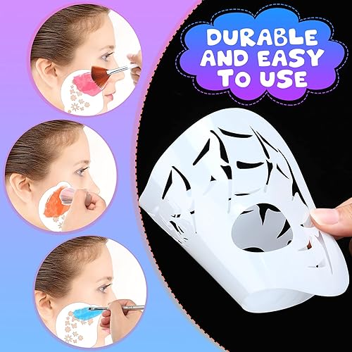 Miniatura 4 de Marspark 24 plantillas de pintura facial reutilizables, plantillas de pintura facial, plantillas de arte facial corporal, bricolaje para fiesta de