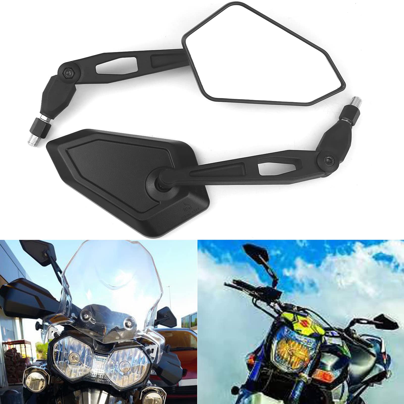 2X 10mm Motorcycle Rearview Side Mirrors E-mark For ATV