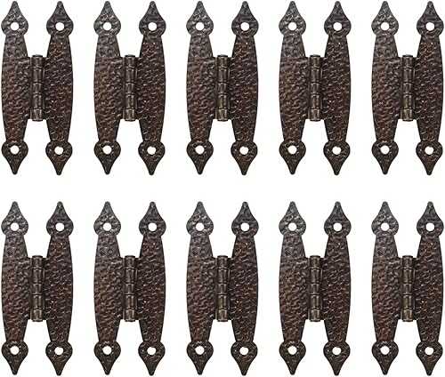 Pastlla 10 bisagras de gabinete antiguas en H, bisagras planas de acero laminado en frío, bisagras decorativas para gabinete, armario, joyero,