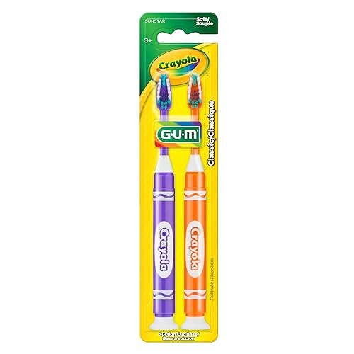 Miniatura 4 de GUM Crayola Metallic Marker - Cepillo de dientes para niños, cerdas suaves, juego de cepillos de dientes para niños a partir de 5 años, base de