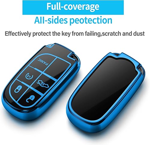 Miniatura 3 de Tukellen Funda para llavero Jeep  Funda de TPU suave compatible con Grand Cherokee, Renegade, Chrysler, Dodge, RAM, Journey, Dart, Fiat, Durango,