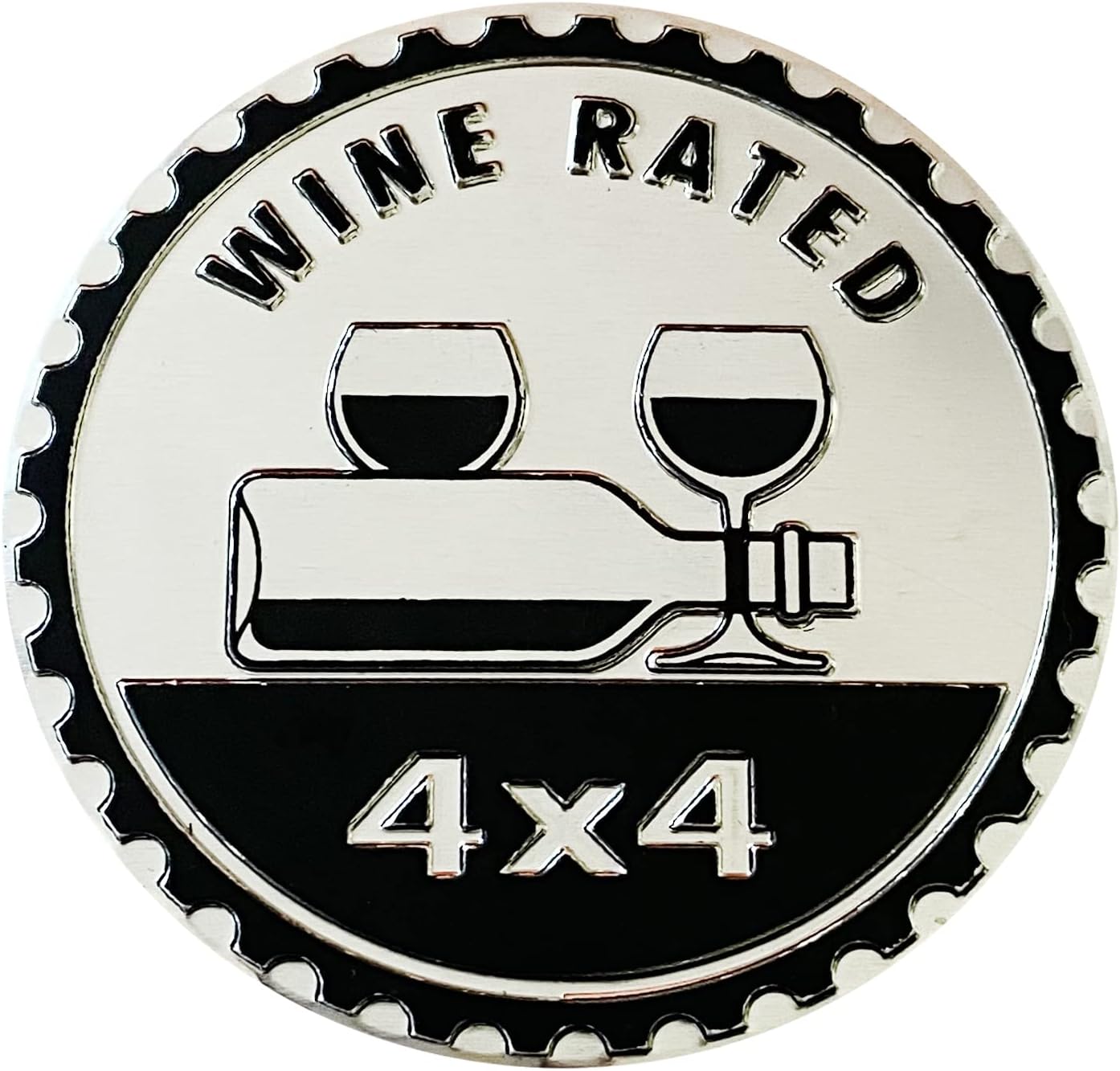 Wine Badge Rated Car Emblem, 4 x 4 Metal Automotive Badge 3D Metal Car Badges Emblems Round Emblem Decals Badge Decals Stickers Compatible with Jeep Wrangler Vehicles Trucks