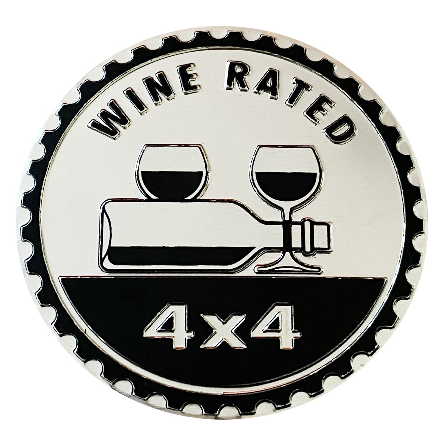 Wine Badge Rated Car Emblem, 4 x 4 Metal Automotive Badge 3D Metal Car Badges Emblems Round Emblem Decals Badge Decals Stickers Compatible with Jeep Wrangler Vehicles Trucks