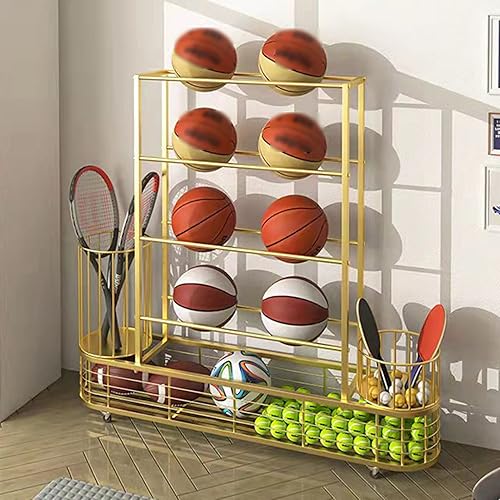 Miniatura 1 de Sport Equipment Storage Ball and Accessories Rolling Organizer - Heavy Duty Garage Cart with Hooks and Baskets for Football, Rugby and More