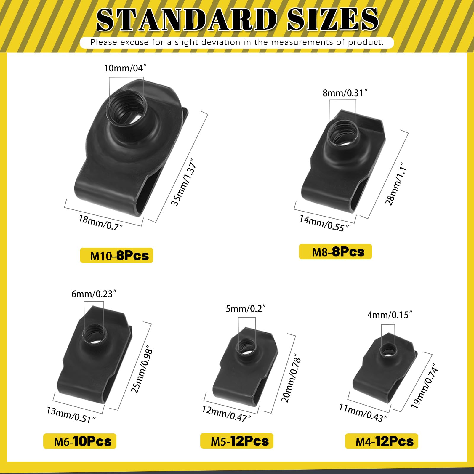 U-Clip Nuts for Cars - 50 Pack M4-M10 -2 U-Clip Nuts for Cars - 50 Pack M4-M10 -2