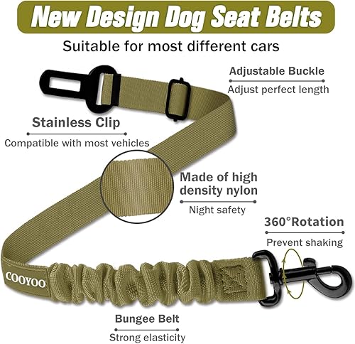 Miniatura 63 de COOYOO Dog Seat Belt,3 Piece Set Retractable Dog Car Adjustable Seatbelts for Vehicle Nylon Pet Safety Heavy Duty & Elastic & Durable Car Harness
