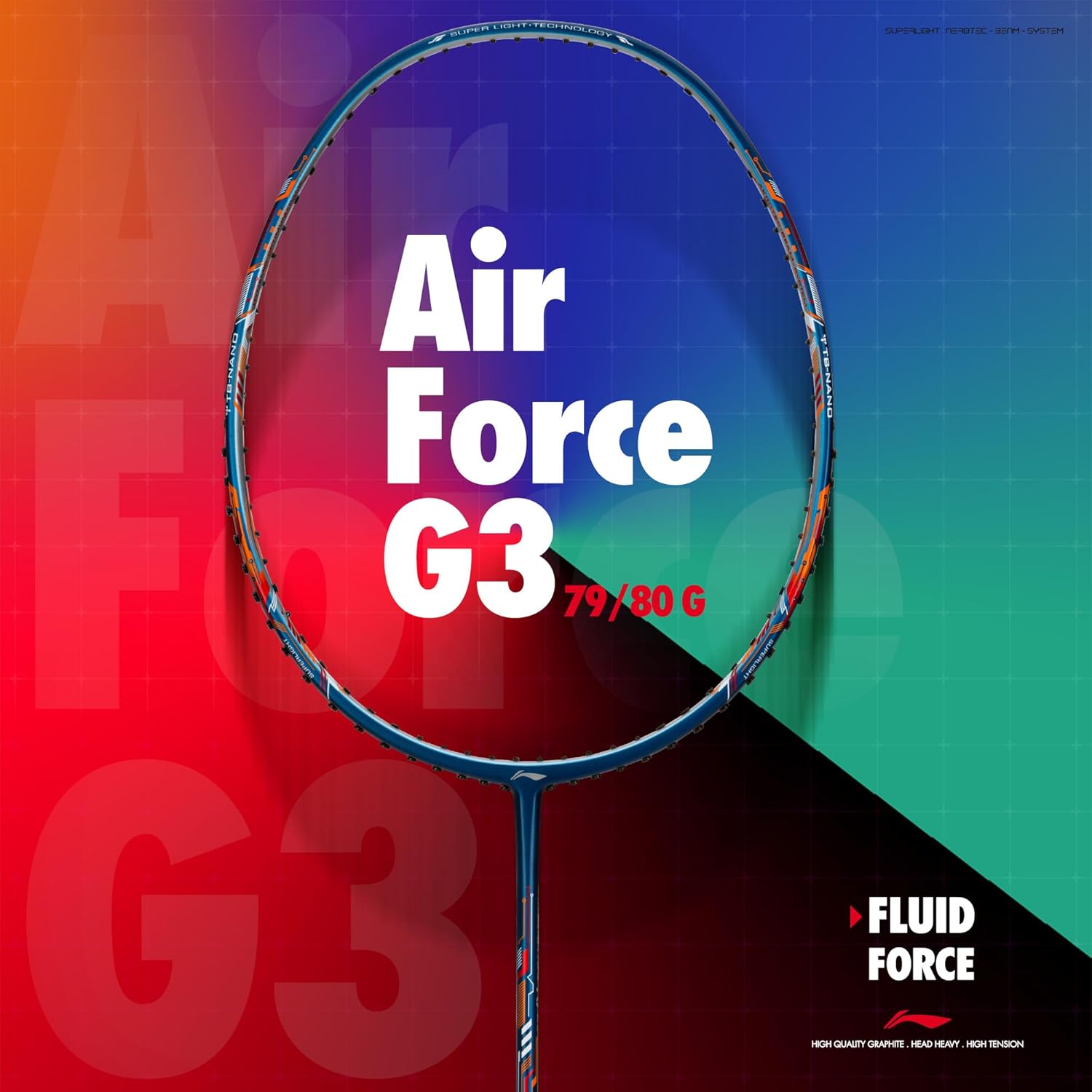 LI-NING Air - Force 78 G3 Strung Carbon Fibre Badminton Racquet (78G G6)