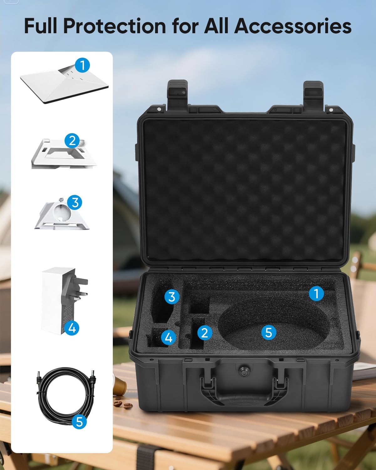 Starlink Mini Case,Waterproof Hard Shell Travel Case with Custom Foam,Shockproof Dustproof for Starlink Mini Dish,Router,Cables & Accessories,Portable for Outdoor Camping,Hiking,RV - Image 3