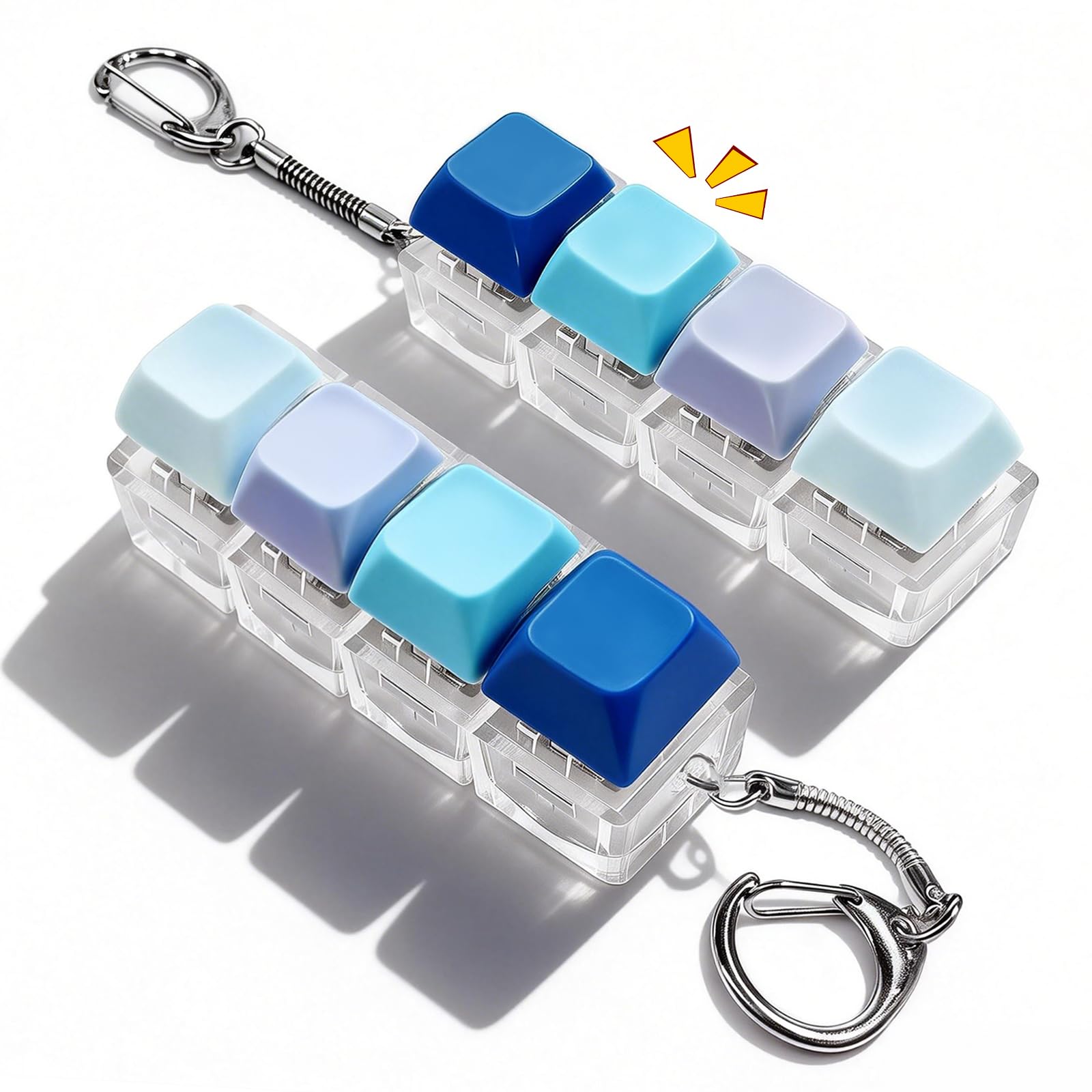 Set De 2 Teclados Fidget Antiestrés | 4 Botones Clickers | Llavero Con Luces | Portátil 7.5 Cm | Regalo Para Adultos Y Niños