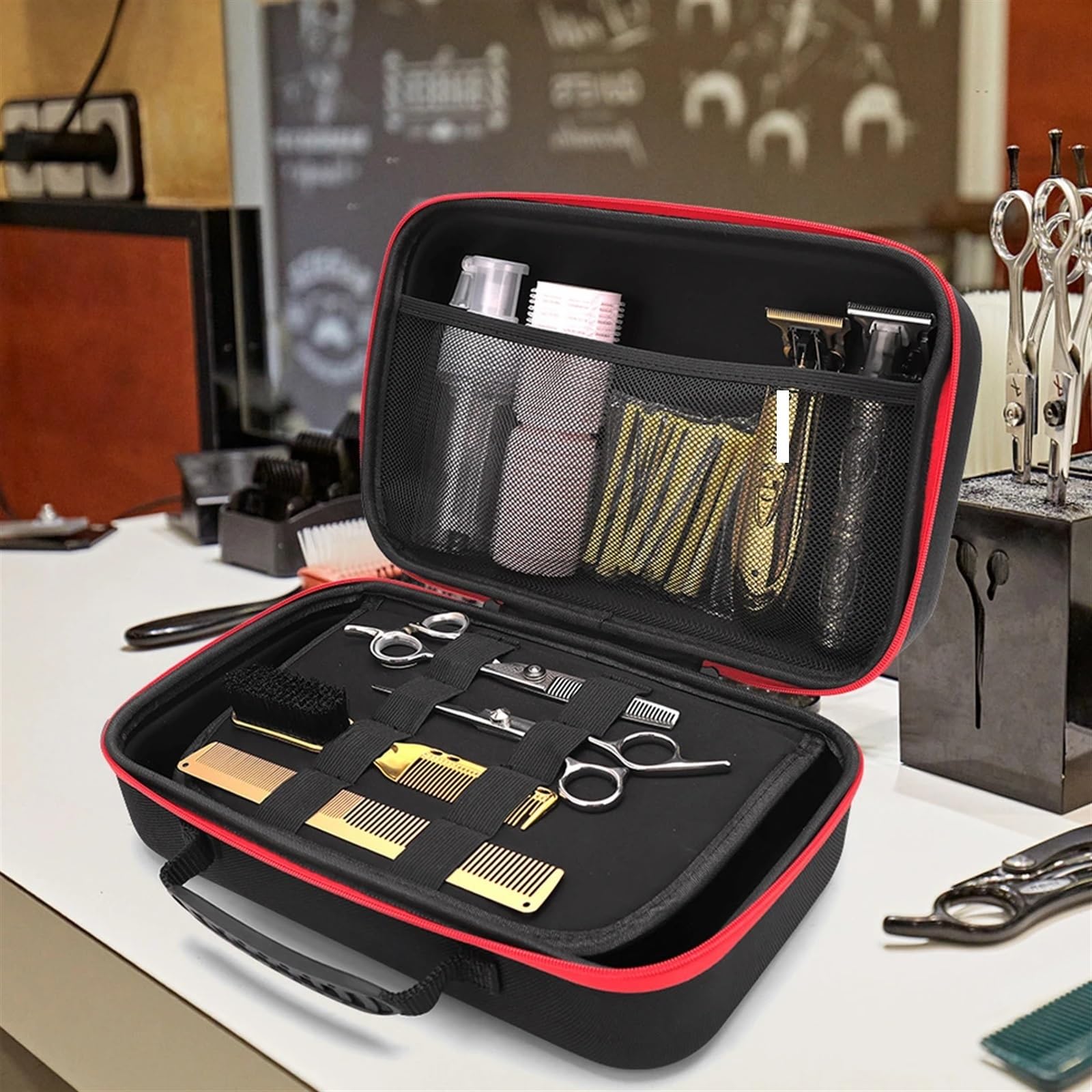Friseur-Werkzeugtasche Barbershop Haarschnitt-Koffer, Friseur-Elektro-Haarschneidemaschine, Tasche, Pro, Friseurkämme, Werkzeuge, Aufbewahrungskoffer, Salon-Styling, Reisehandtasche(S)