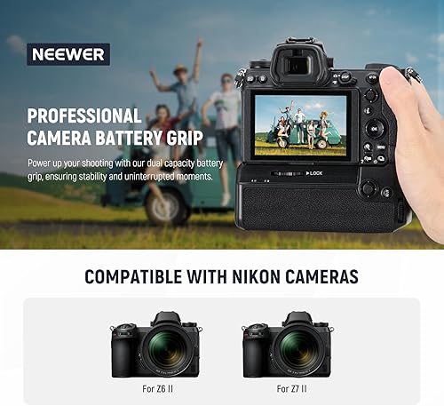 Miniatura 2 de NEEWER MB-N11 - Empuñadura vertical de repuesto para batería, compatible con cámara Nikon Z6 II y Z7 II y batería EN-EL15c para disparo vertical con