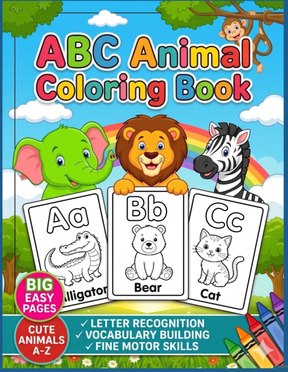 ABC Animal Coloring Book: A Fun Learn-to-Read Workbook with ABC Tracing, Animals, and Easy Coloring Pages